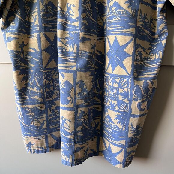 Reyn Spooner Shirt Mens Medium Blue Tan Hawaiian Aloha Commemorative Classic - Picture 10 of 13